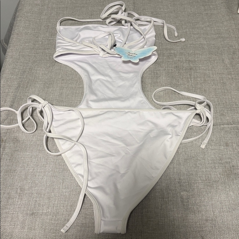 Frankie's Bikinis Elegant White Swimsuit - Picture 2 of 4